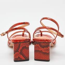 Alexandre Birman Orange Python Nelly Ankle Strap Sandals Size 37