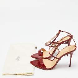 Pre Owned Alexandre Birman Red Python Leather Ankle Strap Sandals Size 39