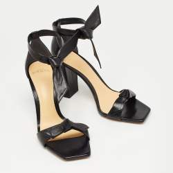 Alexandre Birman Black Leather Clarita  Ankle Strap Sandals Size 37.5