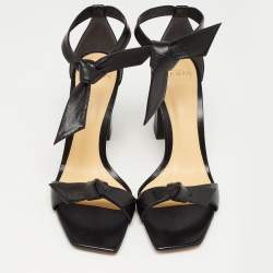 Alexandre Birman Black Leather Clarita  Ankle Strap Sandals Size 37.5