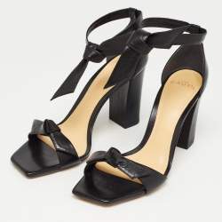 Alexandre Birman Black Leather Clarita  Ankle Strap Sandals Size 37.5