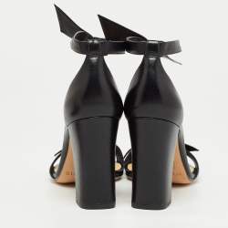 Alexandre Birman Black Leather Clarita  Ankle Strap Sandals Size 37.5