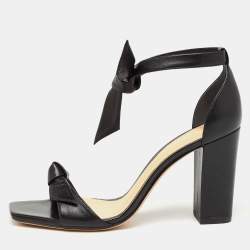 Alexandre Birman Black Leather Clarita  Ankle Strap Sandals Size 37.5