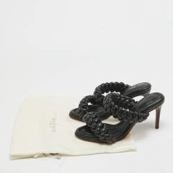 Pre Owned Alexandre Birman Black Leather Braided Accents Slides Size 38