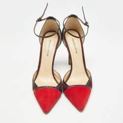 Alexandre Birman Multicolor Suede and Python Ankle Strap Pumps Size 39 