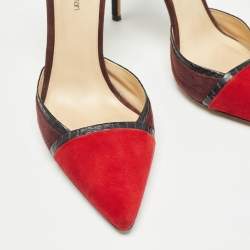Alexandre Birman Multicolor Suede and Python Ankle Strap Pumps Size 39 
