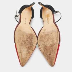 Alexandre Birman Multicolor Suede and Python Ankle Strap Pumps Size 39 