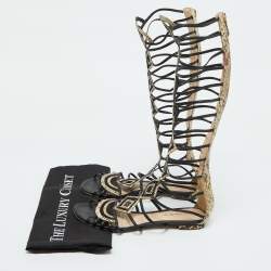Alexandre Birman Multicolor Snakeskin Leather Abbe Gladiator Flat Sandals Size 38.5