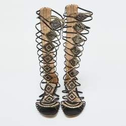 Alexandre Birman Multicolor Snakeskin Leather Abbe Gladiator Flat Sandals Size 38.5