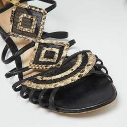 Alexandre Birman Multicolor Snakeskin Leather Abbe Gladiator Flat Sandals Size 38.5