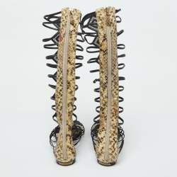 Alexandre Birman Multicolor Snakeskin Leather Abbe Gladiator Flat Sandals Size 38.5