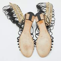 Alexandre Birman Multicolor Snakeskin Leather Abbe Gladiator Flat Sandals Size 38.5