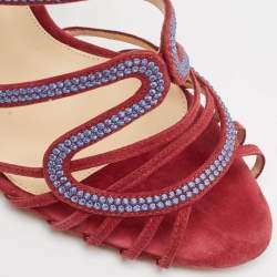Alexandre Birman Burgundy Suede Ankle Strap Sandals Size 40