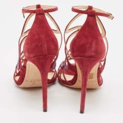 Alexandre Birman Burgundy Suede Ankle Strap Sandals Size 40