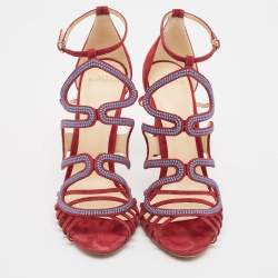 Alexandre Birman Burgundy Suede Ankle Strap Sandals Size 40