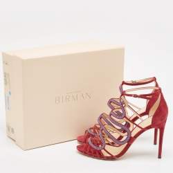 Alexandre Birman Burgundy Suede Ankle Strap Sandals Size 40
