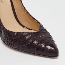 Alexandre Birman Dark Burgundy Python Pointed Toe Pumps Size 40