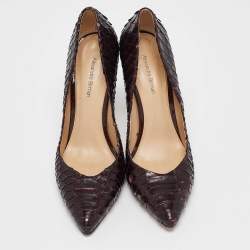 Alexandre Birman Dark Burgundy Python Pointed Toe Pumps Size 40