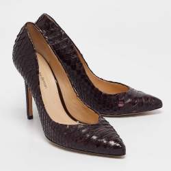 Alexandre Birman Dark Burgundy Python Pointed Toe Pumps Size 40
