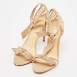 Alexandre Birman Beige Mesh and Suede Embellished Clarita Sandals Size 37