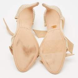 Alexandre Birman Beige Mesh and Suede Embellished Clarita Sandals Size 37
