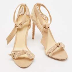 Alexandre Birman Beige Mesh and Suede Embellished Clarita Sandals Size 37