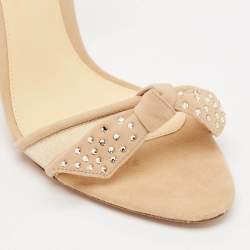 Alexandre Birman Beige Mesh and Suede Embellished Clarita Sandals Size 37