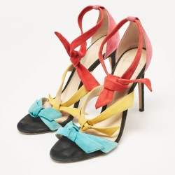 Alexandre Birman Multicolor Suede Ankle Strap Sandals Size 37