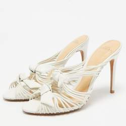 Pre Owned Alexandre Birman White Leather Dallas Strappy Sandals Size 36