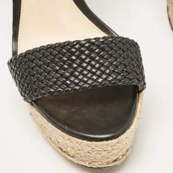 Alexandre Birman Black/Beige Leather and Python Leather Ankle Strap Sandals Size 36