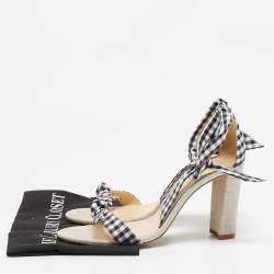 Alexandre Birman Grey/White Canvas and Fabric Ankle Strap Sandals Size 42