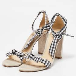 Alexandre Birman Grey/White Canvas and Fabric Ankle Strap Sandals Size 42