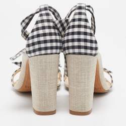 Alexandre Birman Grey/White Canvas and Fabric Ankle Strap Sandals Size 42