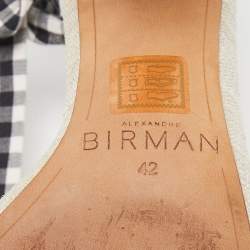 Alexandre Birman Grey/White Canvas and Fabric Ankle Strap Sandals Size 42