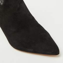 Alexander Birman Black Suede and Python Pointed Toe Ankle Booties Size 41