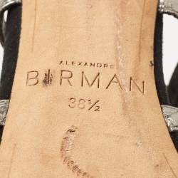 Alexandre Birman Metallic Python Embossed Leather Strappy Ankle Tie Sandals Size 38.5