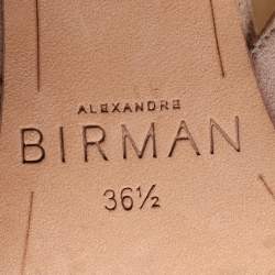 Alexandre Birman Beige Suede Loreta Cage Ankle Wrap Sandals Size 36.5