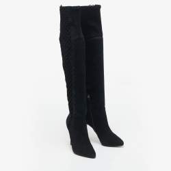 Alexandre Birman Black Suede Over The Knee Boots Size 37