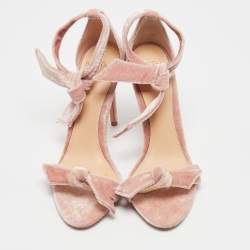 Alexandre Birman Pink Velvet Clarita Ankle Wrap Sandals Size 37