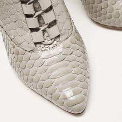 Alexandre Birman Grey Python Leather Ankle Length Boots Size 37.5