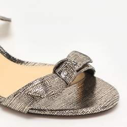 Alexandre Birman Metallic Gold Textured Leather Clarita Ankle Strap Sandals Size 38.5