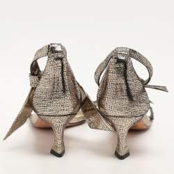 Alexandre Birman Metallic Gold Textured Leather Clarita Ankle Strap Sandals Size 38.5