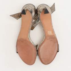 Alexandre Birman Metallic Gold Textured Leather Clarita Ankle Strap Sandals Size 38.5
