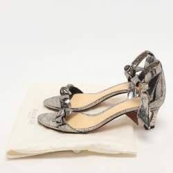 Alexandre Birman Metallic Gold Textured Leather Clarita Ankle Strap Sandals Size 38.5