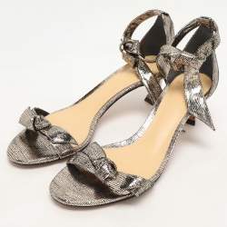 Alexandre Birman Metallic Gold Textured Leather Clarita Ankle Strap Sandals Size 38.5