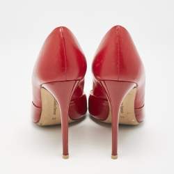 Alexandre Birman Red Leather and Python Leather Pointed Toe Pumps Size 40
