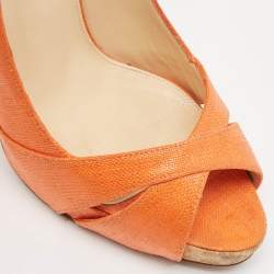 Alexandre Birman Orange Raffia Peep Toe Pumps Size 39.5