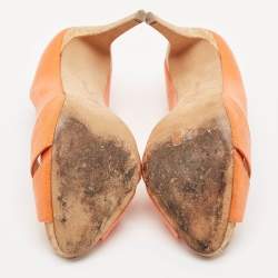 Alexandre Birman Orange Raffia Peep Toe Pumps Size 39.5