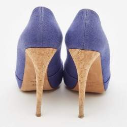 Alexandre Birman Blue Raffia Peep Toe Pumps Size 39.5