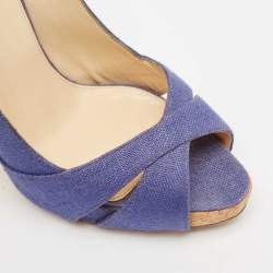 Alexandre Birman Blue Raffia Peep Toe Pumps Size 39.5